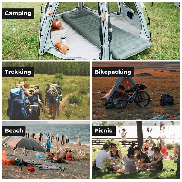 Ultra Light Inflatable Sleeping Pad Built In Pillow Camping